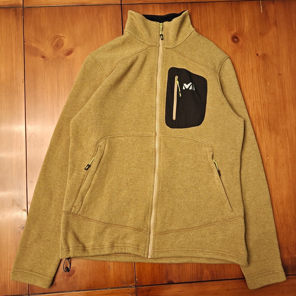 Millet Fleece Full-Zip Jacket Wool Blend Unisex XL Goldenrod Gorpcore Streetwear